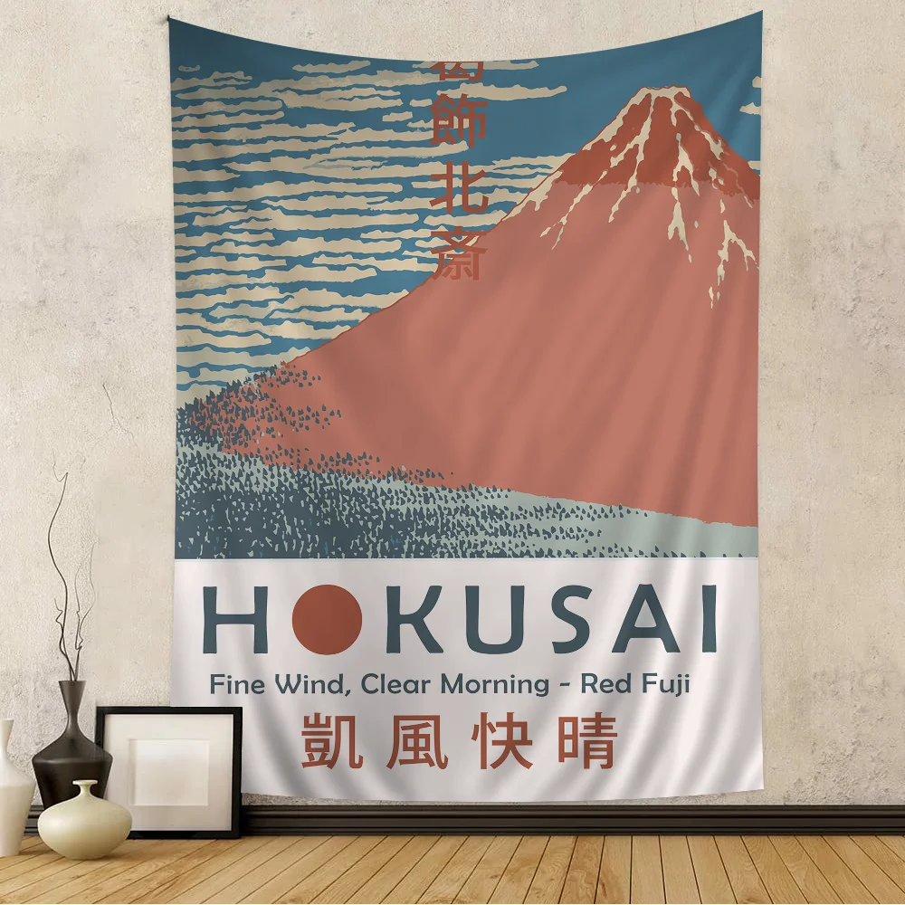 Gobelin ścienny japoński Hokusai sztuka dekoracja salonu Czekolada