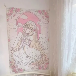 Gobelin ścienny kawaii w pastelowym stylu anime do pokoju Morela