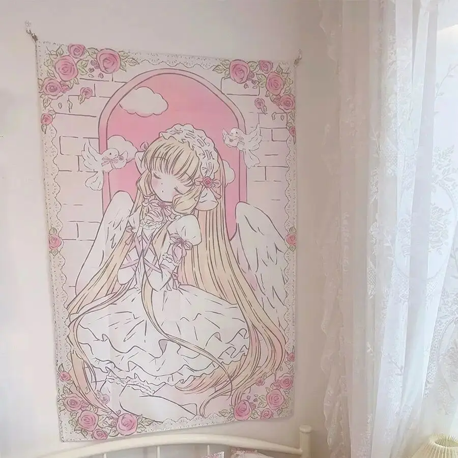 Gobelin ścienny kawaii w pastelowym stylu anime do pokoju Morela
