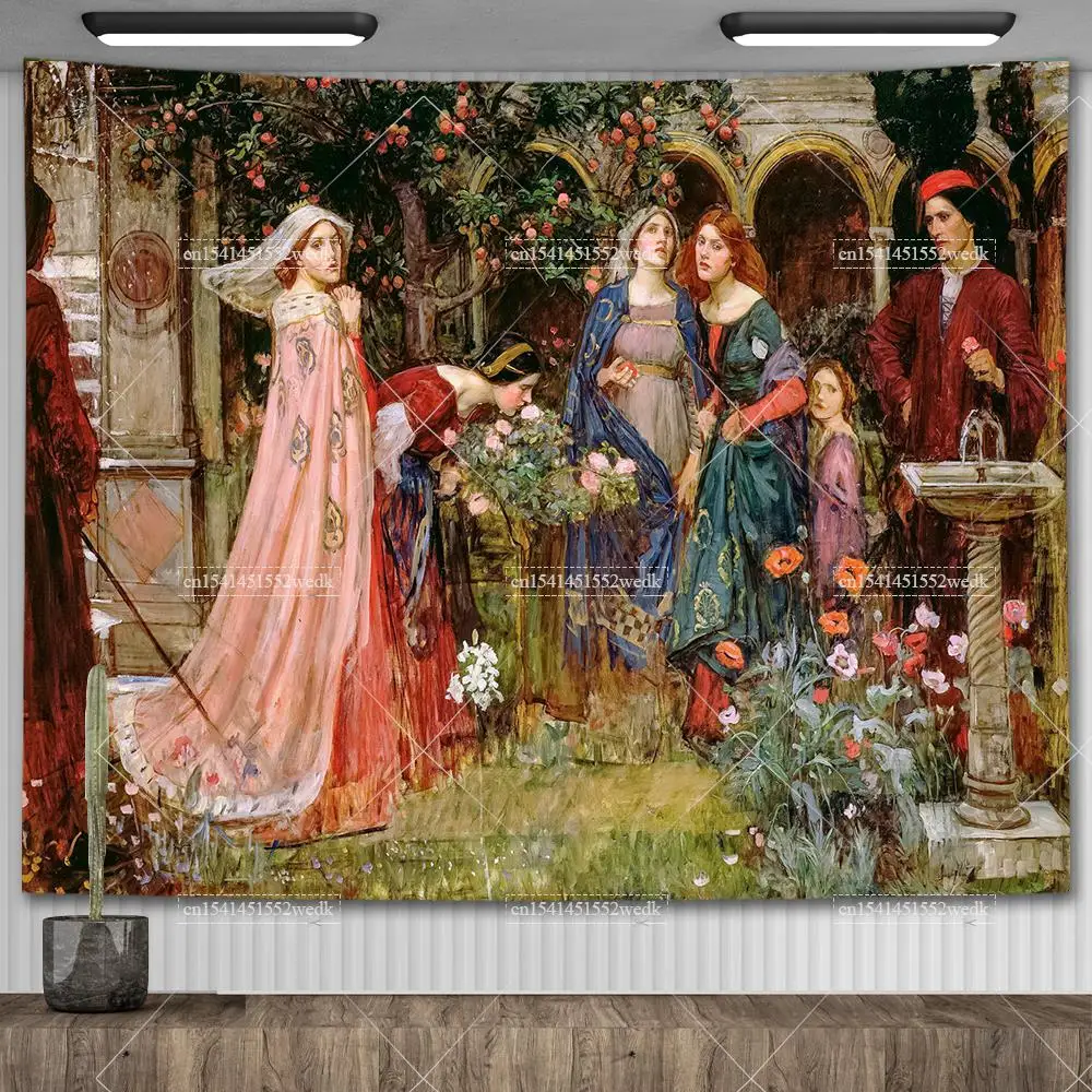 Gobelin ścienny Pani z Shalott Waterhouse - reprodukcja Biały