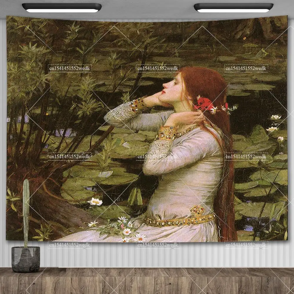 Gobelin ścienny Pani z Shalott Waterhouse - reprodukcja Czerwone wino