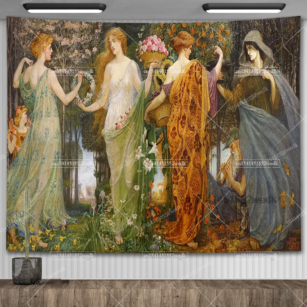 Gobelin ścienny Pani z Shalott Waterhouse - reprodukcja Czerwony