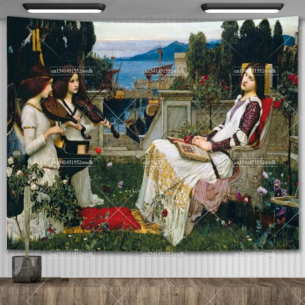 Gobelin ścienny Pani z Shalott Waterhouse - reprodukcja Głęboki fiolet