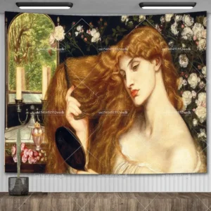 Gobelin ścienny Pani z Shalott Waterhouse - reprodukcja Pomarańczowy