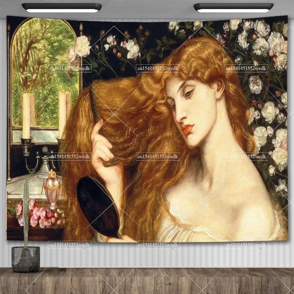 Gobelin ścienny Pani z Shalott Waterhouse - reprodukcja Pomarańczowy