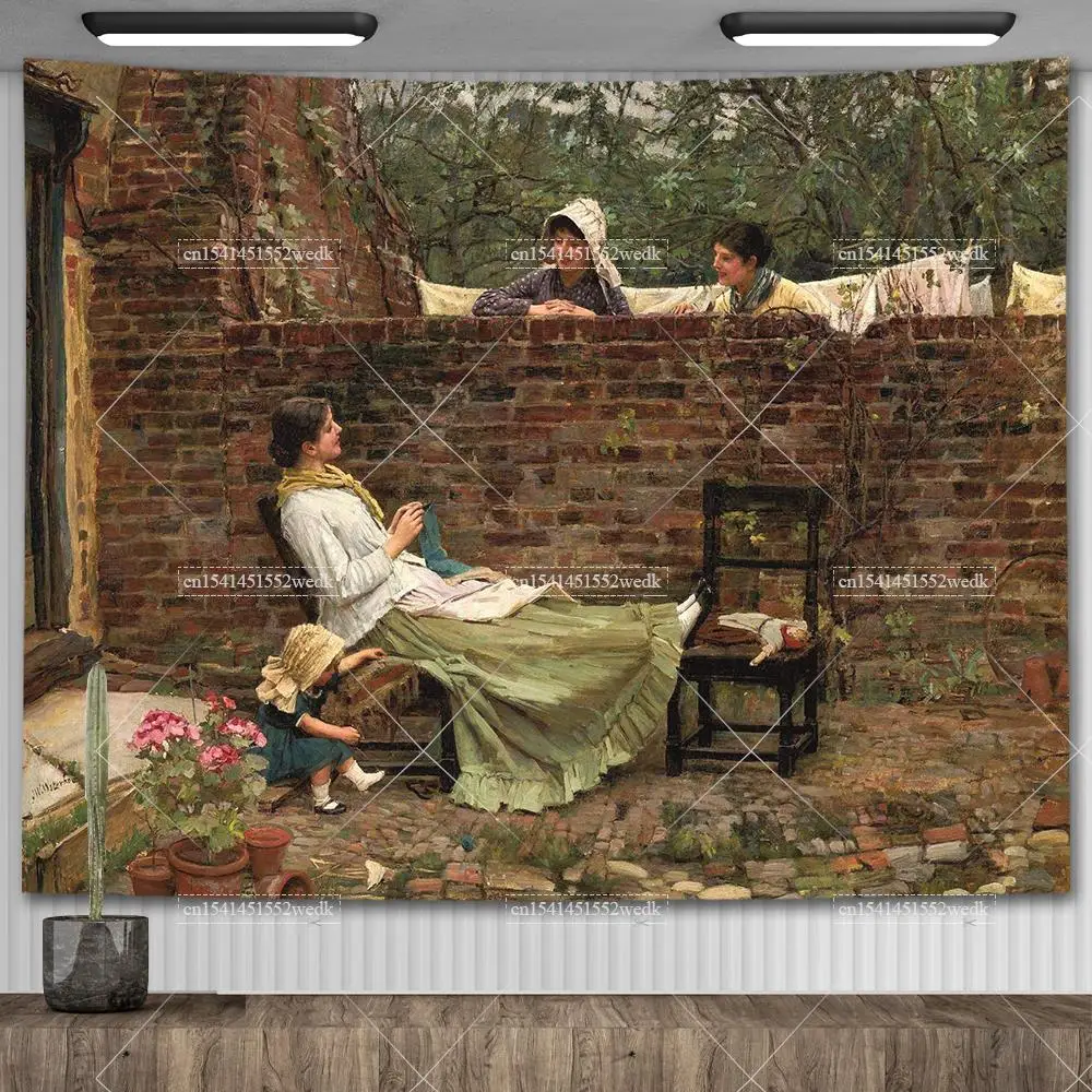 Gobelin ścienny Pani z Shalott Waterhouse - reprodukcja Różowy