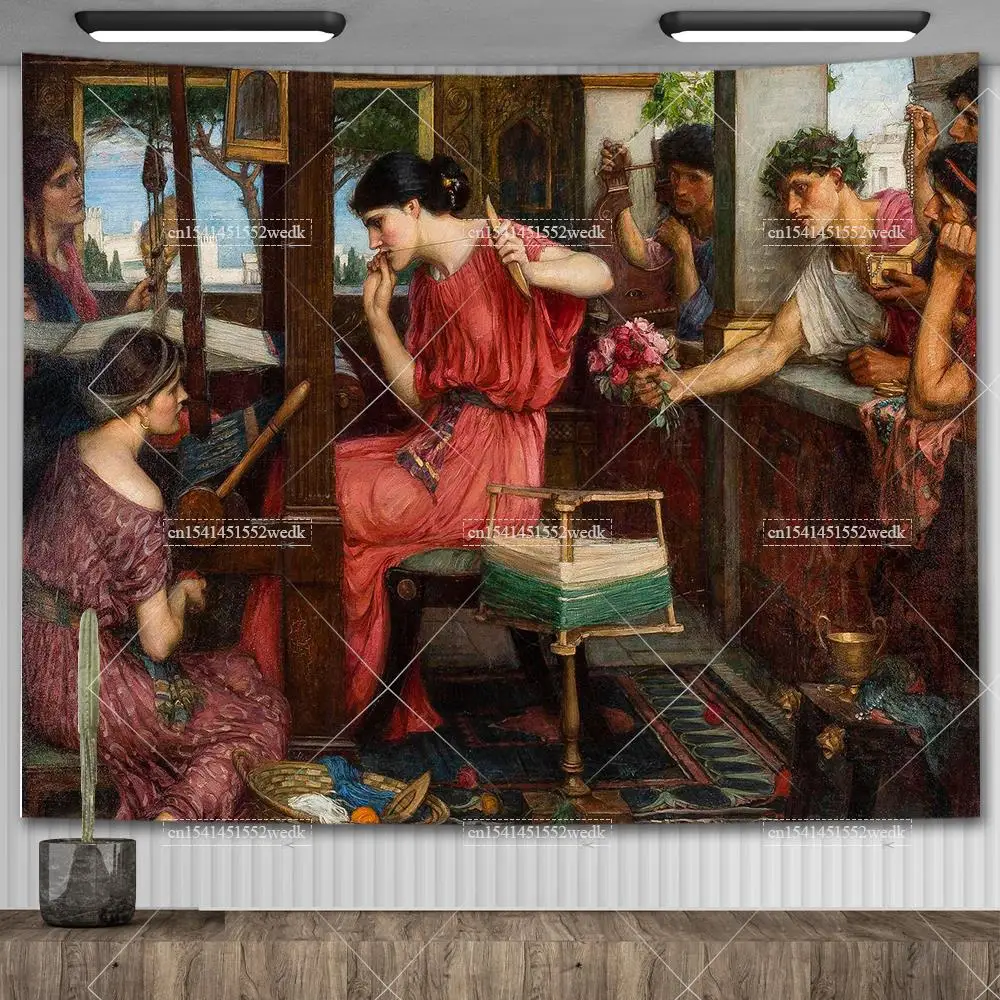 Gobelin ścienny Pani z Shalott Waterhouse - reprodukcja Zielony
