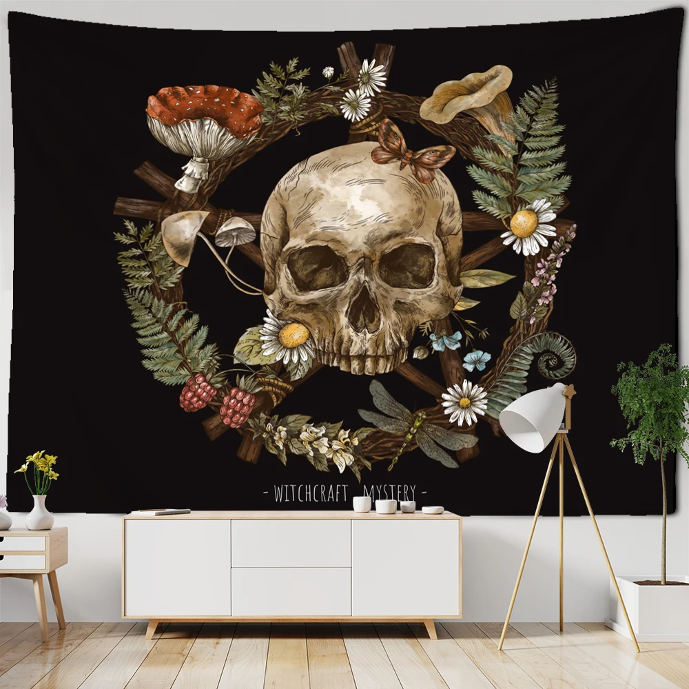 Gobelin ścienny Vintage Słońce Księżyc z motywem botanicznym - dekoracja boho Fioletowo szary