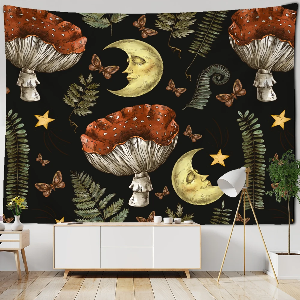 Gobelin ścienny Vintage Słońce Księżyc z motywem botanicznym - dekoracja boho Morela