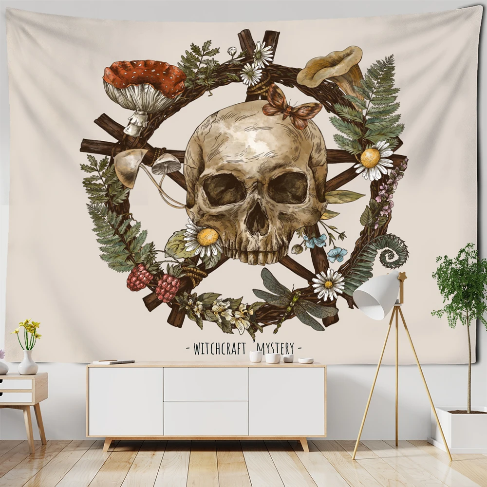Gobelin ścienny Vintage Słońce Księżyc z motywem botanicznym - dekoracja boho Oliwekowa zielona