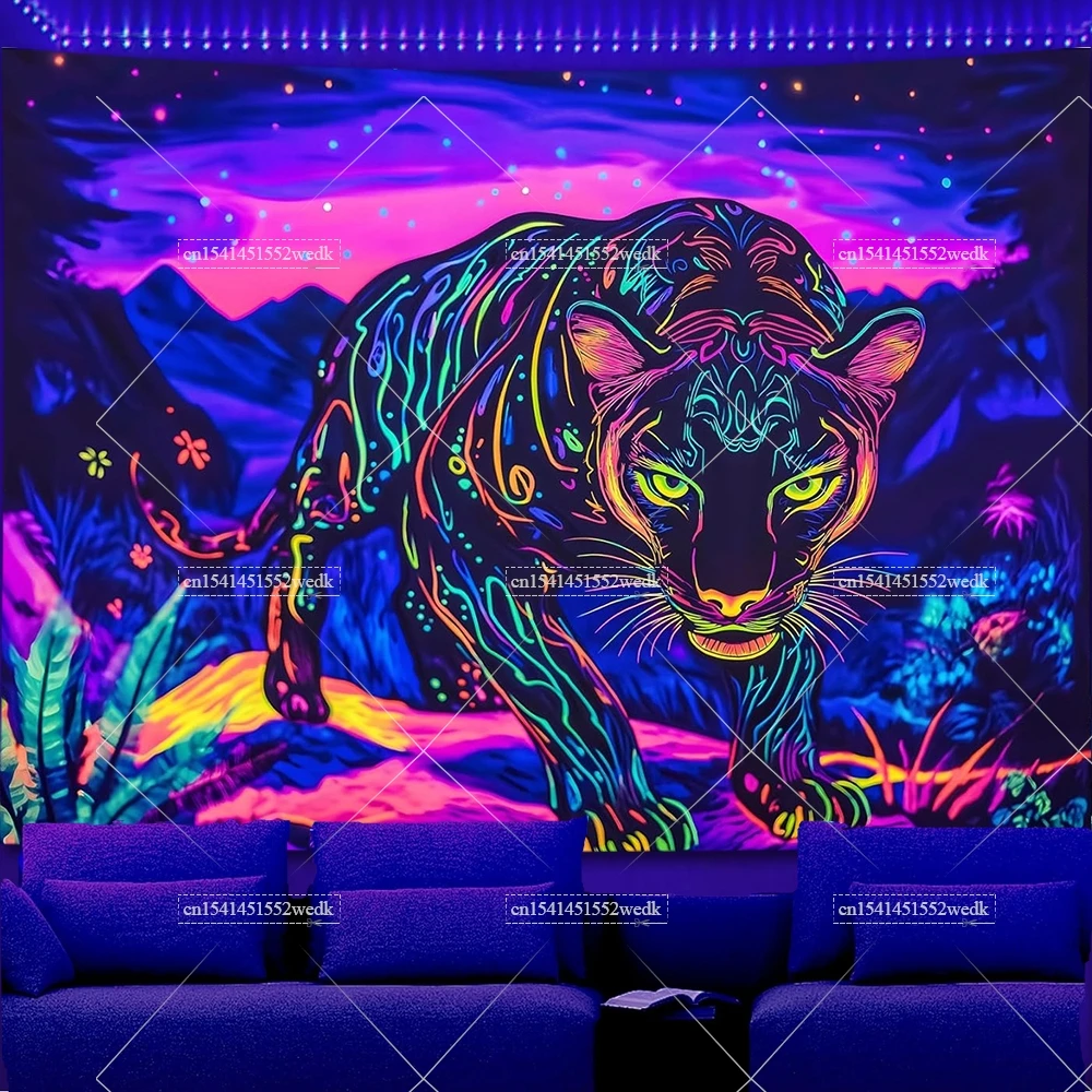 Gobelin świecący w ciemności, tygrys, fluorescencyjny Breen