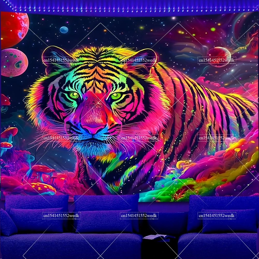 Gobelin świecący w ciemności, tygrys, fluorescencyjny Kryształ