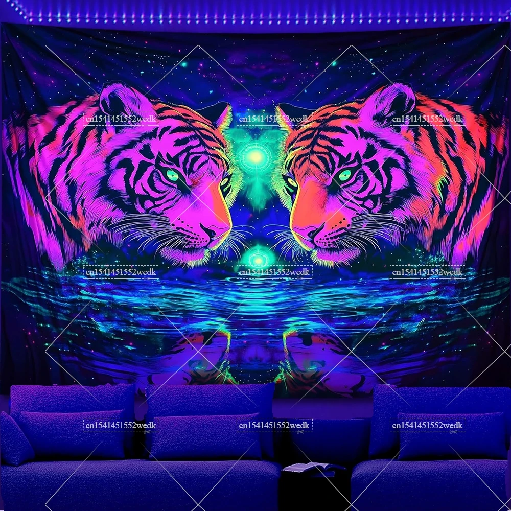 Gobelin świecący w ciemności, tygrys, fluorescencyjny Masło