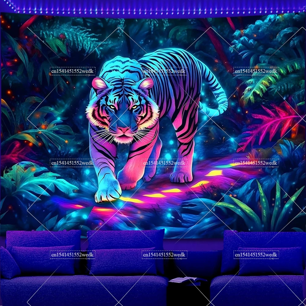 Gobelin świecący w ciemności, tygrys, fluorescencyjny Morela