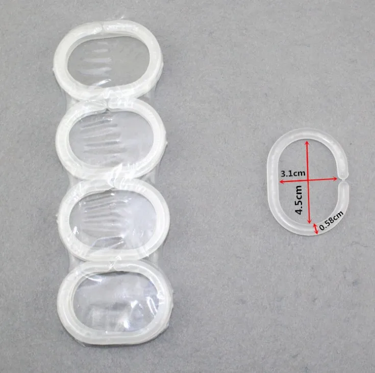 Plastikowe haczyki do zasłony prysznicowej, 12 sztuk Czerwony