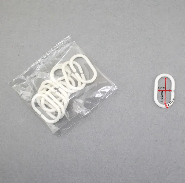 Plastikowe haczyki do zasłony prysznicowej, 12 sztuk Jasnoszary