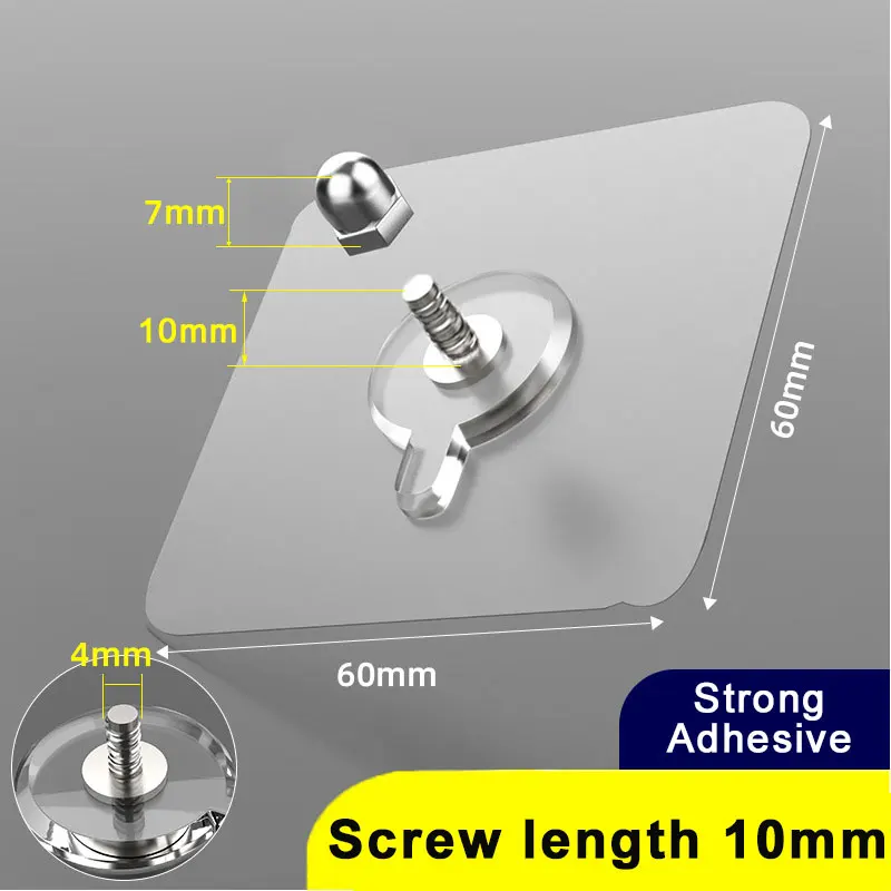 Samoprzylepne haczyki ścienne śrubowe bez wiercenia (zestaw) Screw length 10mm