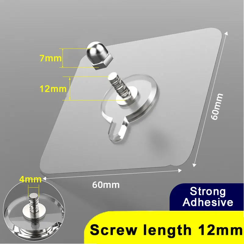 Samoprzylepne haczyki ścienne śrubowe bez wiercenia (zestaw) Screw length 12mm