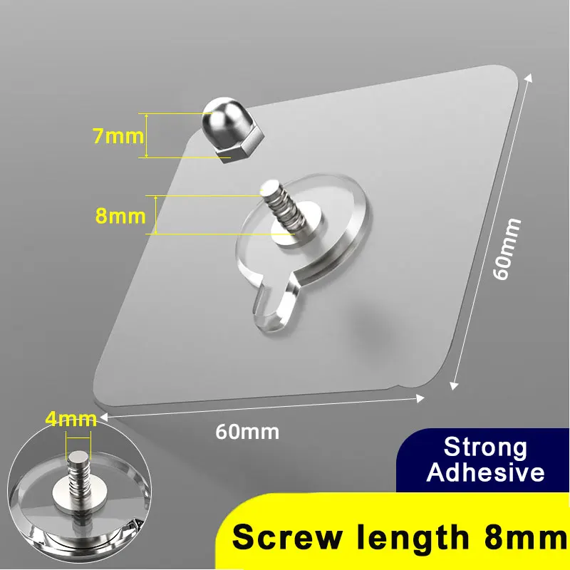 Samoprzylepne haczyki ścienne śrubowe bez wiercenia (zestaw) Screw length 8mm