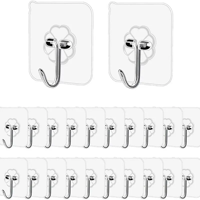 Samoprzylepne haczyki ścienne śrubowe bez wiercenia (zestaw) Transparent hooks