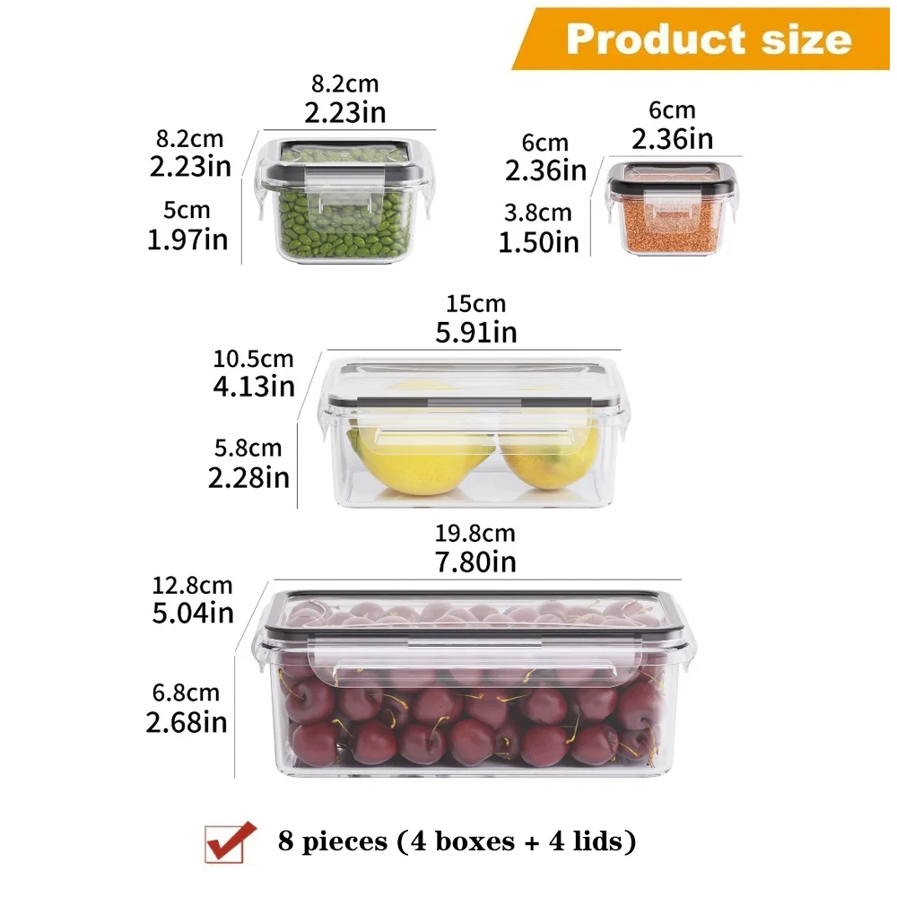 Zestaw 8 hermetycznych pojemników na żywność bez BPA 8PCS