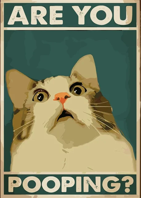 Humorystyczny plakat do łazienki z kotami na płótnie Czarny