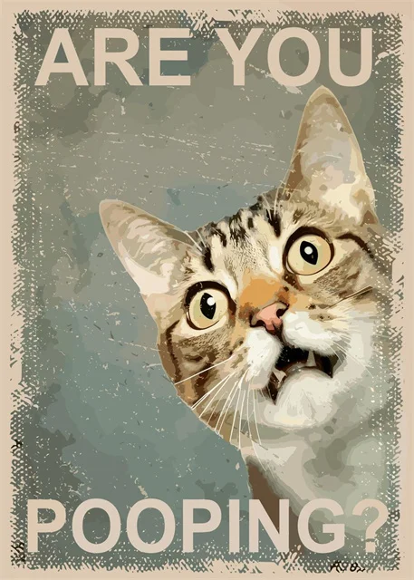 Humorystyczny plakat do łazienki z kotami na płótnie Granatowy