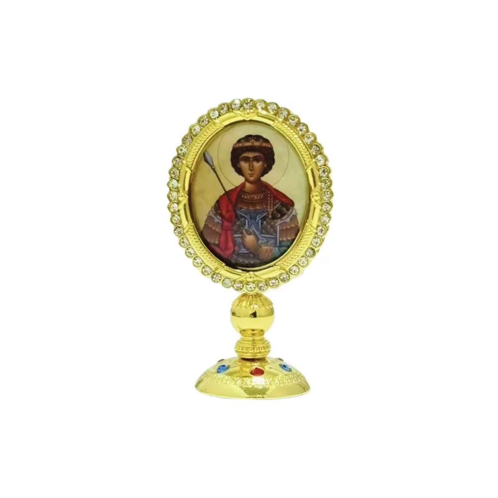 Ikona prawosławna z kryształkami - figurka na stół Marynarka