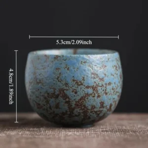 Japońska Ceramiczna Filiżanka do Herbaty — Kamionka Vintage Zen Pomarańczowy