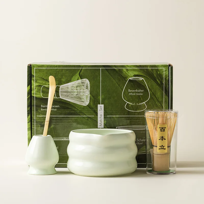 Japoński zestaw do matcha 4/7 elementów z miską i uchwytem na ubijak Matowy
