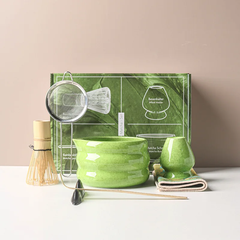 Japoński zestaw do matcha 4/7 elementów z miską i uchwytem na ubijak Wielo