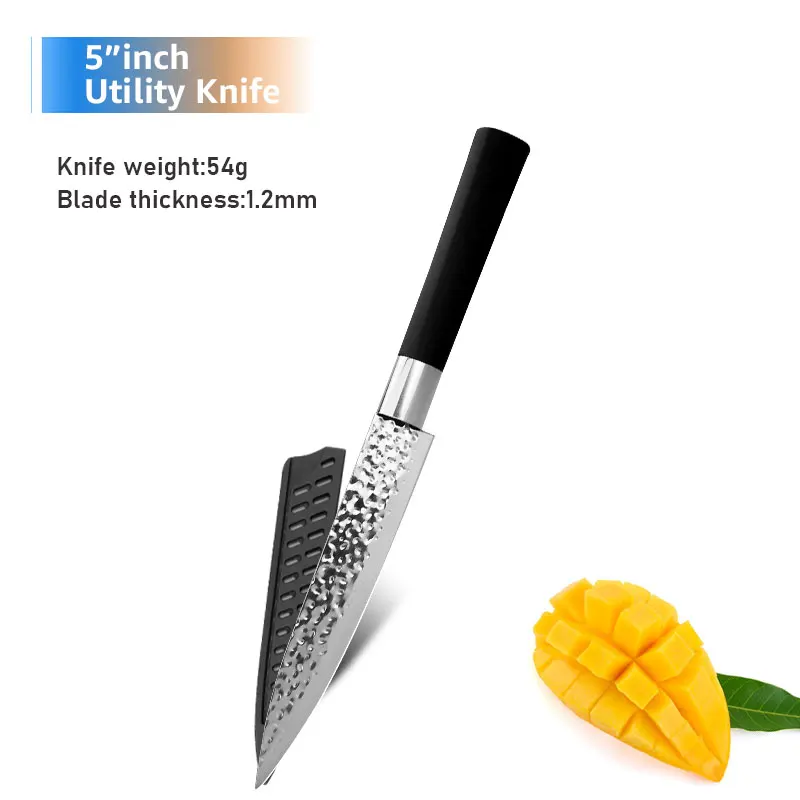 Japońskie noże kuchenne ze stali nierdzewnej, zestaw szefa kuchni 5inch utility