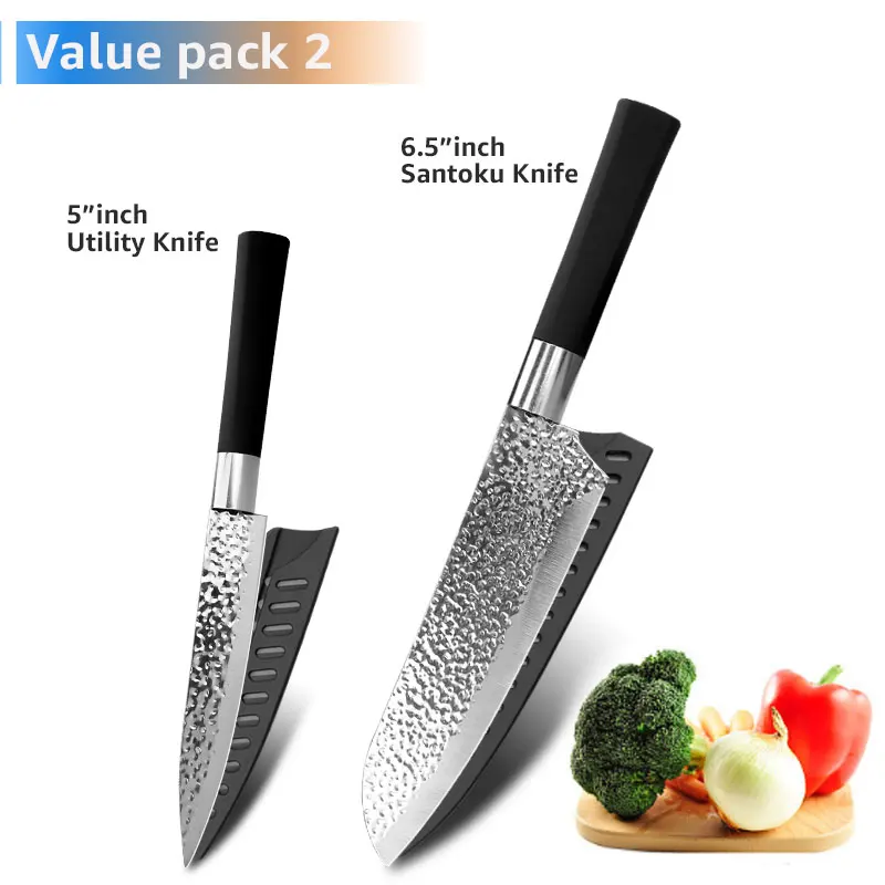 Japońskie noże kuchenne ze stali nierdzewnej, zestaw szefa kuchni Value pack 2
