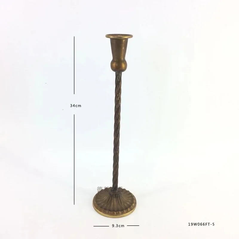 Jednogłowy metalowy świecznik kolumnowy — romantyczna kolacja Niebieski