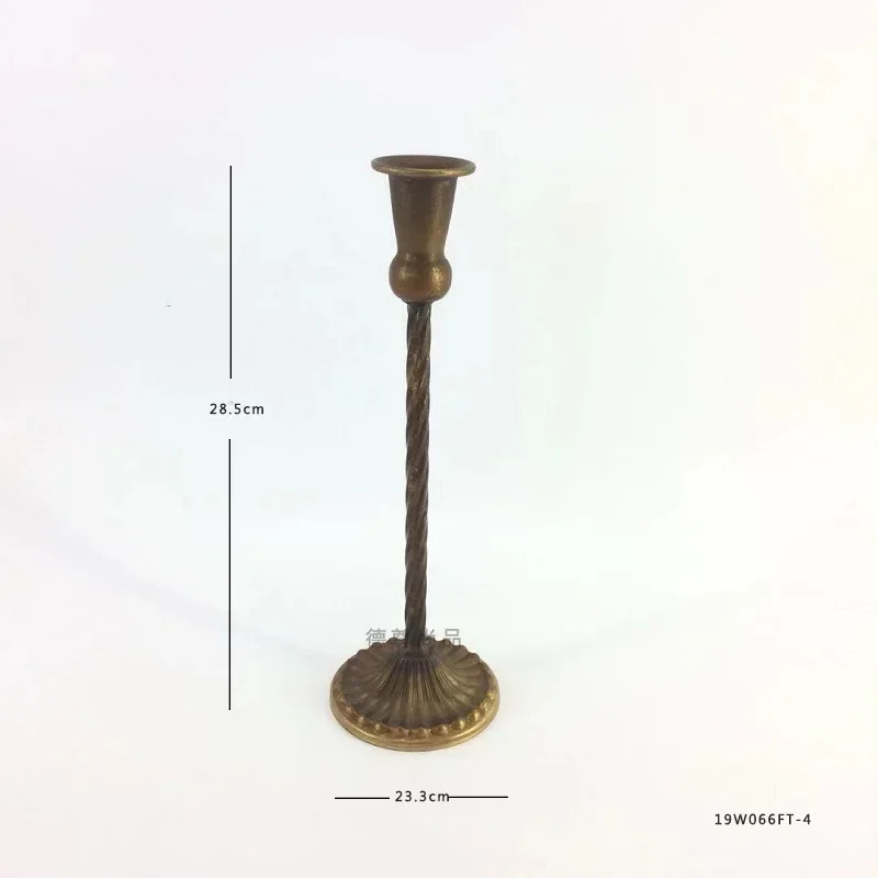 Jednogłowy metalowy świecznik kolumnowy — romantyczna kolacja Zielony