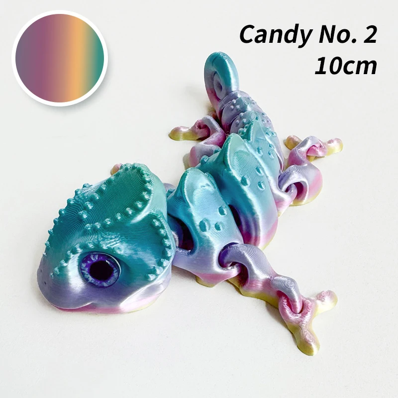 Kameleon z druku 3D - ruchoma figurka Wielokolorowy