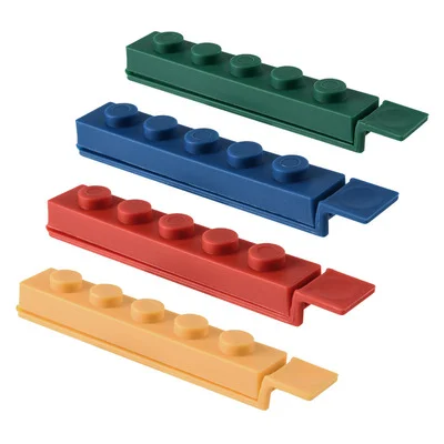Klipsy do torebek w kształcie klocków, zestaw 4 szt. Jasnoszary