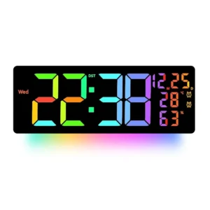Kolorowy budzik cyfrowy RGB LED z pilotem i regulacją jasności Biały