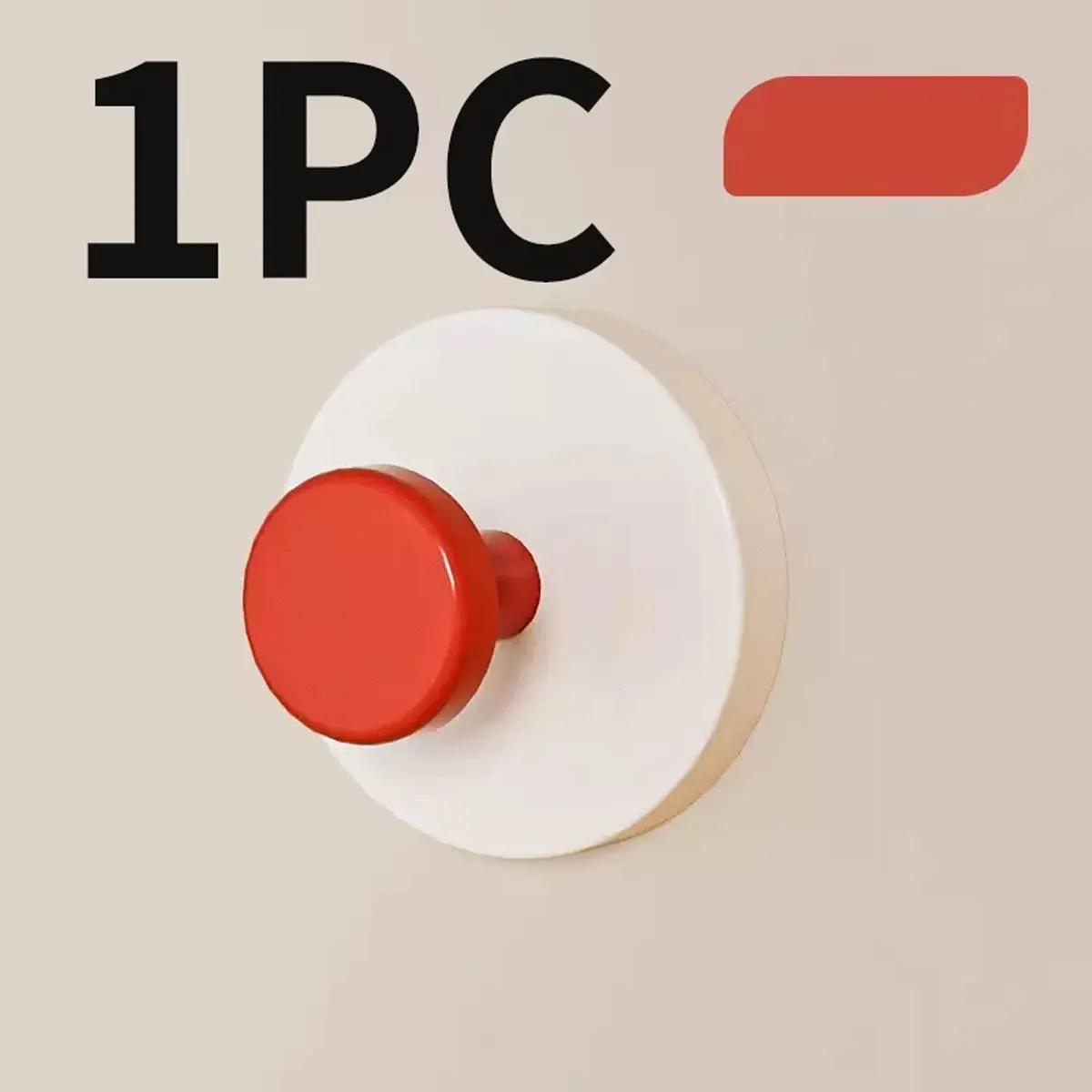 Kolorowy haczyk z przyssawką bez wiercenia Czerwony .
