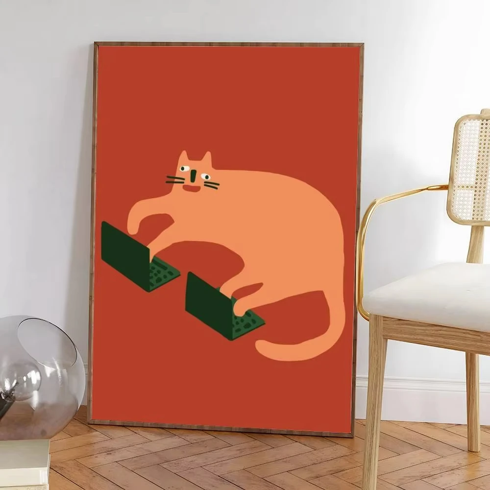 Kolorowy plakat z kotem do salonu i kawiarni na płótnie Jasny