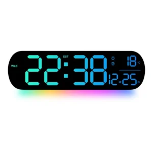 Kreatywny zegar ścienny LED 14 cali RGB z pilotem i wyświetlaczem temperatury Biały