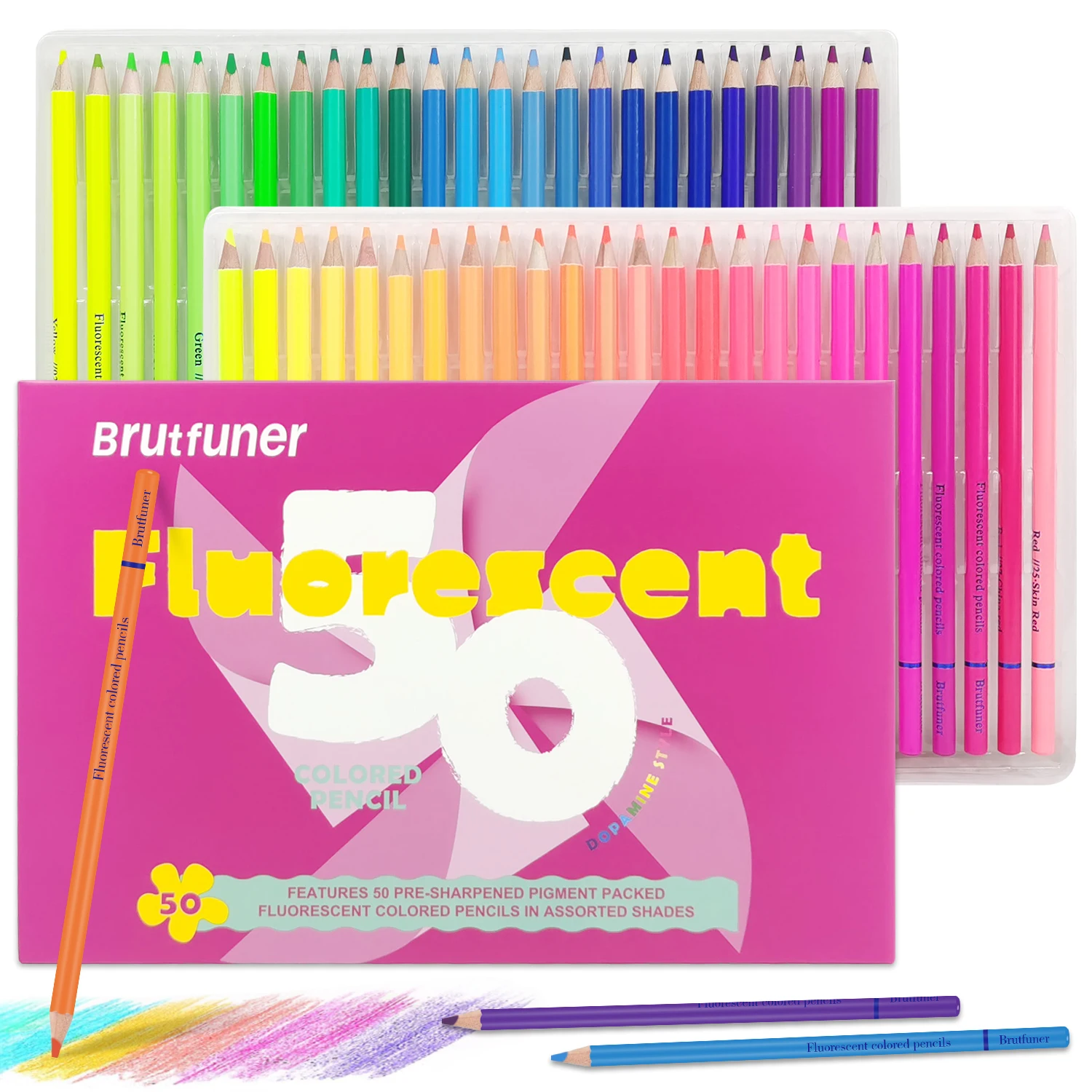 Kredki neonowe fluorescencyjne do kolorowania, zestaw 6/24/50 sztuk Burgundia