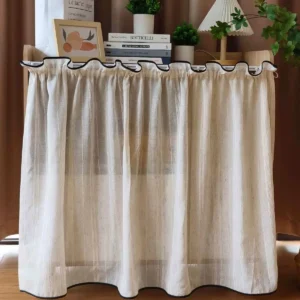 Krótka zasłona woalowa w paski do kuchni Short curtain