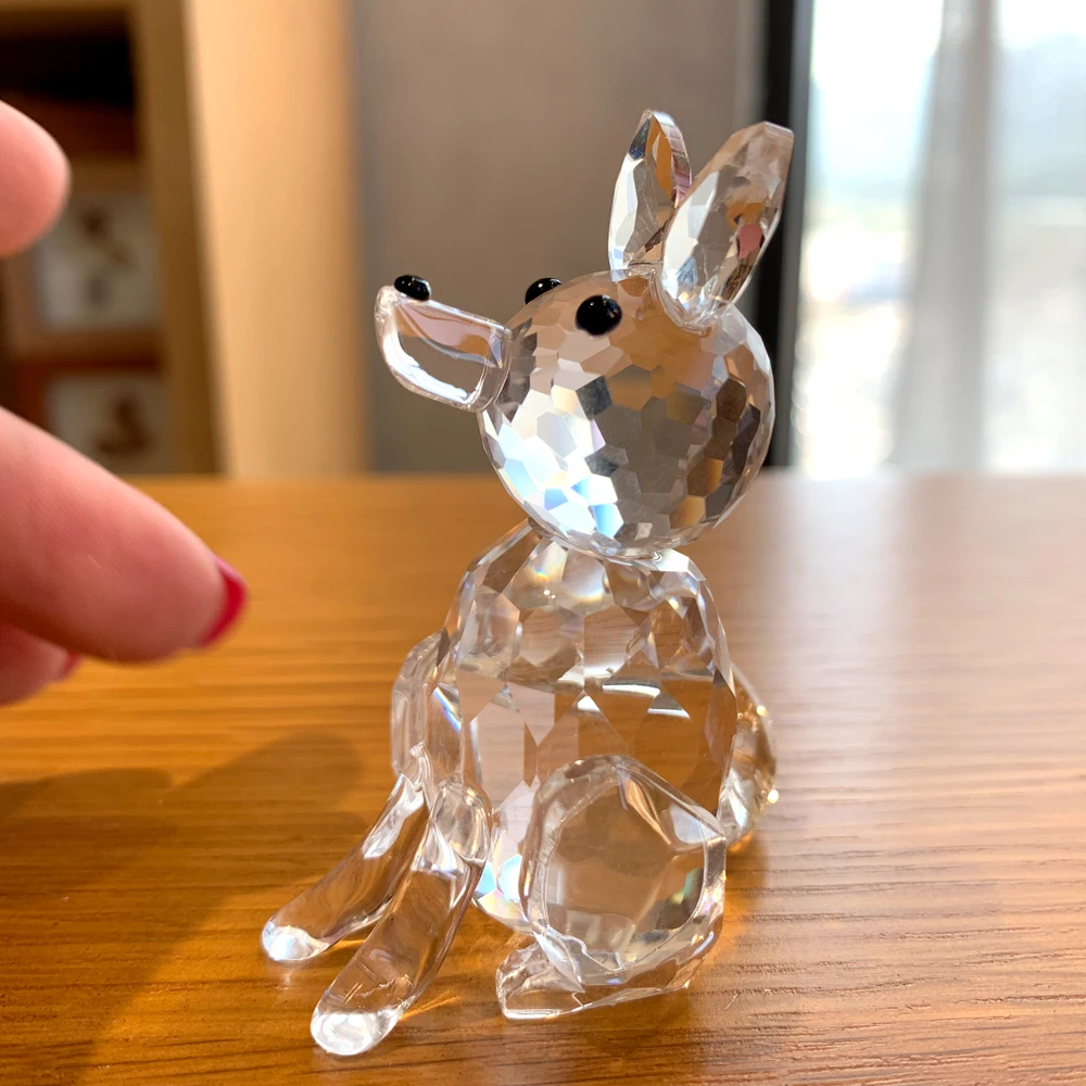 Kryształowa figurka szklana zwierzę paperweight dekoracja stołu Ciemny szary