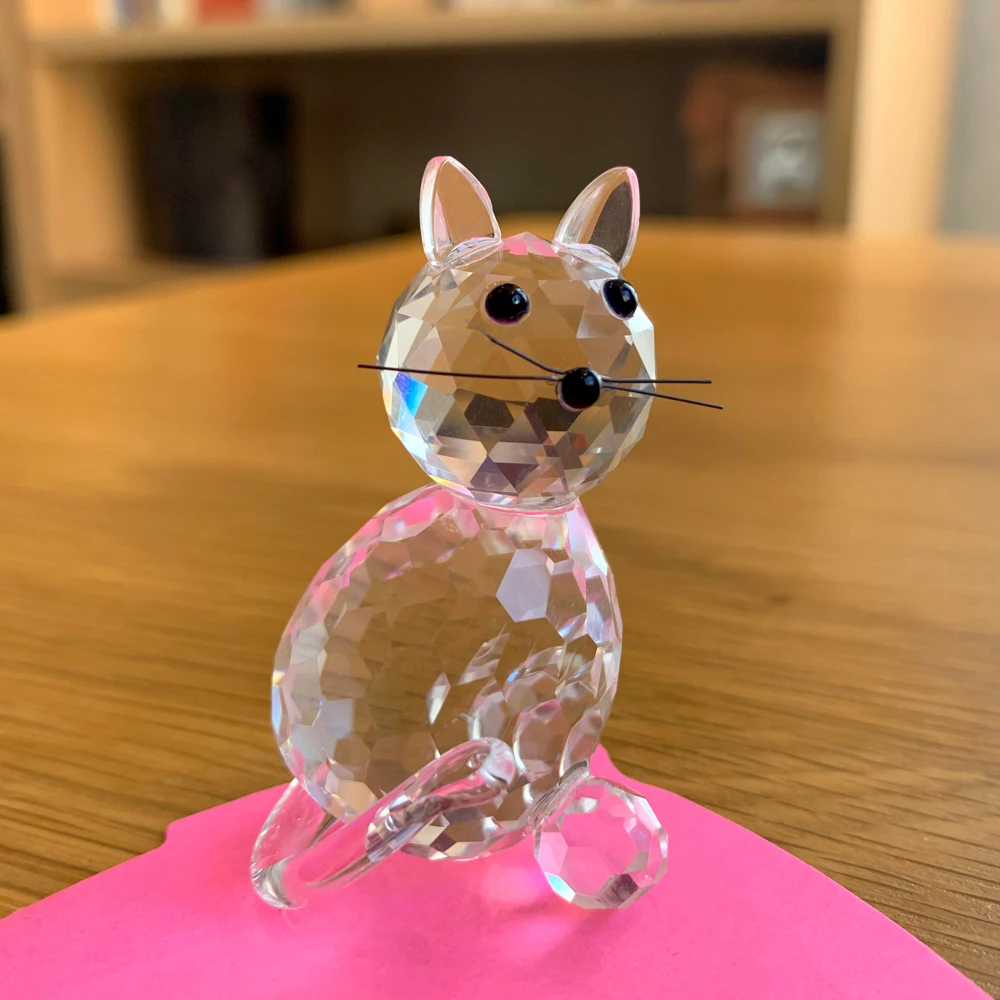 Kryształowa figurka szklana zwierzę paperweight dekoracja stołu Jasnoszary