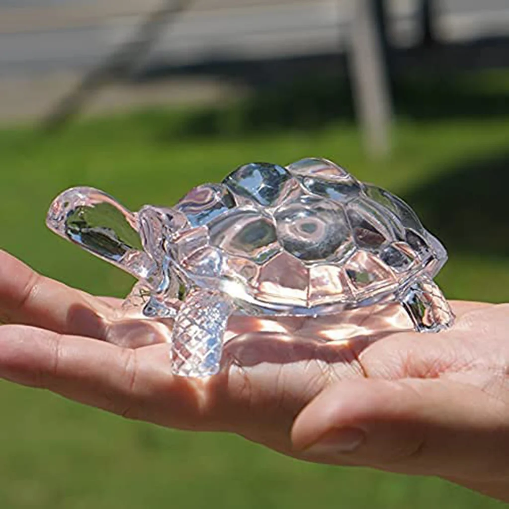 Kryształowy żółw - mini statuetka na szczęście Jasnoszary