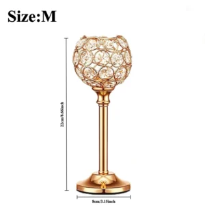 Kryształowo-metalowy świecznik na tealight — glamour do jadalni Czerwony