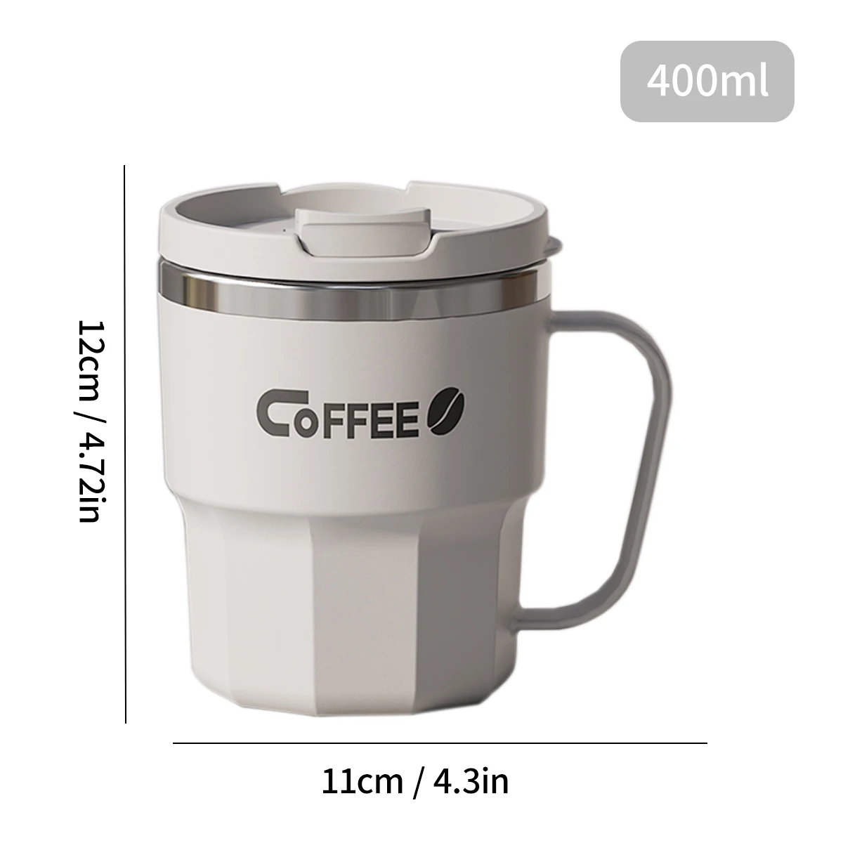 Kubek termiczny ze stali nierdzewnej z pokrywką 400-480 ml Czarny