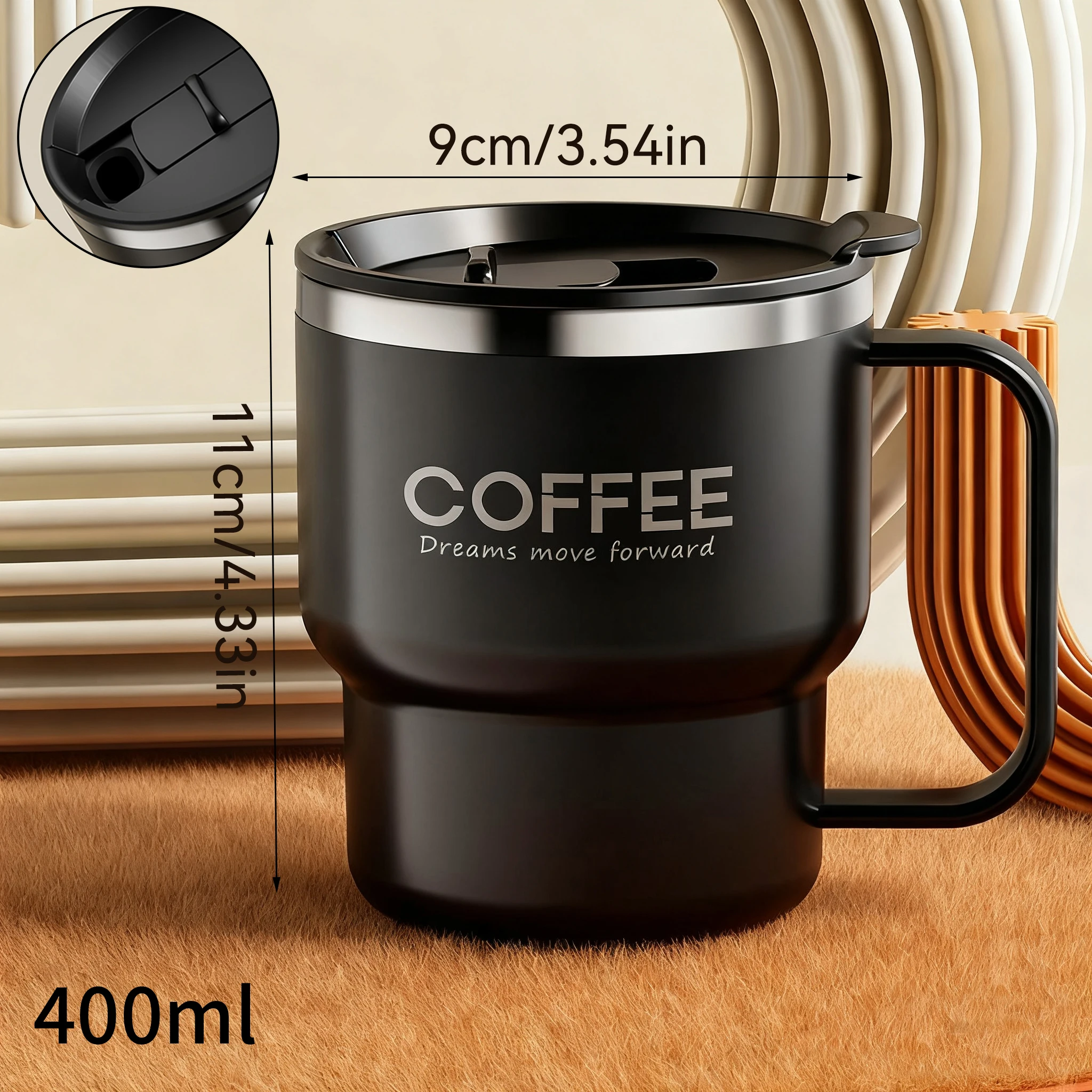 Kubek termiczny ze stali nierdzewnej z pokrywką 400-480 ml Czerwony