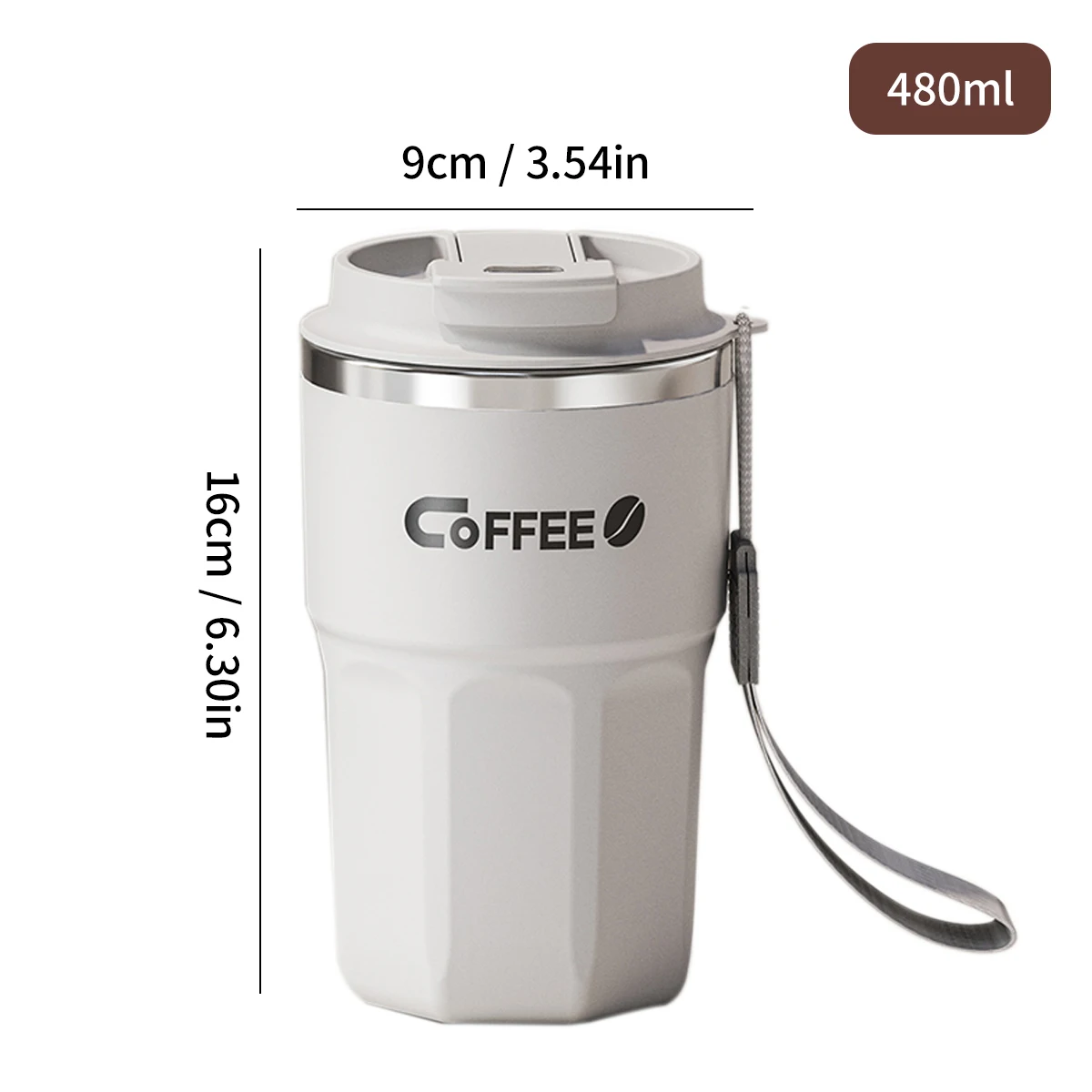 Kubek termiczny ze stali nierdzewnej z pokrywką 400-480 ml Jasnożółty
